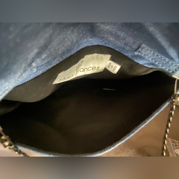 MARY FRANCES Queen Flamingo Embellished Denim Novelty Handbag - Picture 13 of 15